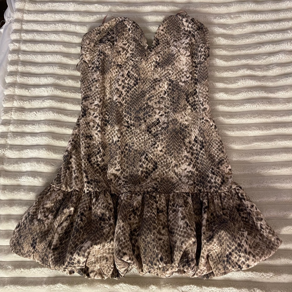 Snake Print Strapless Dress